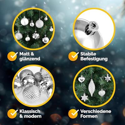 Kerstboom decoraties - Set van 103 - zilverkleurig