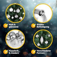 Kerstboom decoraties - Set van 103 - zilverkleurig - thumbnail