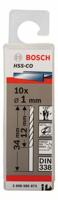 Bosch Accessories 2608585872 HSS Metaal-spiraalboor 1 mm Gezamenlijke lengte 34 mm Kobalt DIN 338 Cilinderschacht 10 stuk(s) - thumbnail