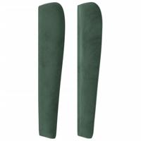 Hoofdbord met randen 83x23x118/128 cm fluweel donkergroen - thumbnail