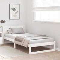 Bedframe met hoofdeinde Wit 80 x 200 cm Massief grenenhout - thumbnail