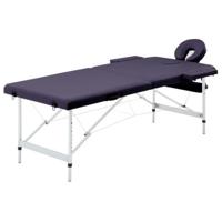 VidaXL Massagetafel inklapbaar 2 zones aluminum wijnpaars - thumbnail