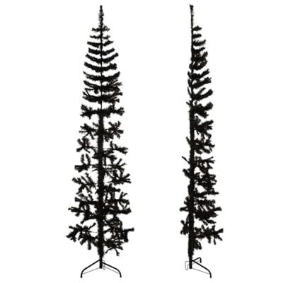 VidaXL Kunstkerstboom half met standaard smal 210 cm zwart VidaXL Kunstkerstboom half met standaard smal 210 cm zwart