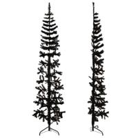 VidaXL Kunstkerstboom half met standaard smal 210 cm zwart - thumbnail