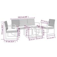 5-delige Tuinset met kussens polypropeen rattan zwart - thumbnail