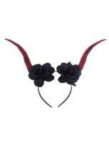 Demon Devil Diadeem Met Zwarte Bloemen - thumbnail