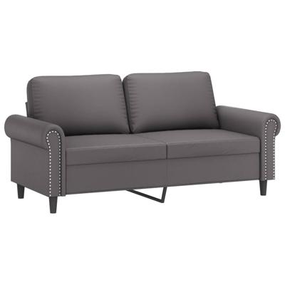 2-delige Loungeset met kussens kunstleer grijs - thumbnail