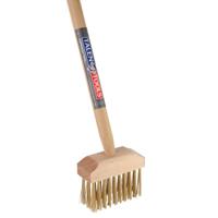 Tuinbezem klein met messing haren en steel - thumbnail