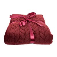 Plaid gestanst - bordeauxrood - 130x170 cm - thumbnail