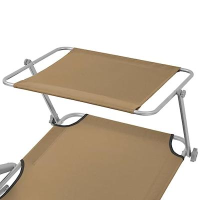 Ligbed met luifel inklapbaar staal taupe