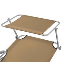 Ligbed met luifel inklapbaar staal taupe - thumbnail