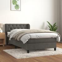 Boxspring met matras fluweel donkergrijs 80x220 cm - thumbnail