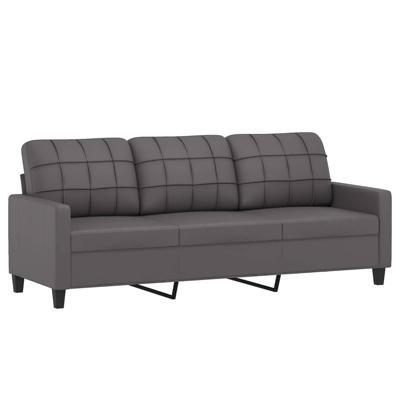 2-delige Loungeset met kussens kunstleer grijs - thumbnail