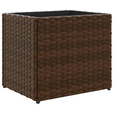 Plantenbakken 2 st 36x30x32 cm poly rattan bruin