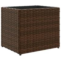 Plantenbakken 2 st 36x30x32 cm poly rattan bruin - thumbnail