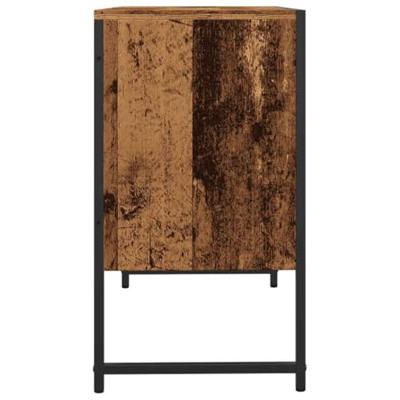 Badkamerkast 80x33x60 cm bewerkt hout oud houtkleurig