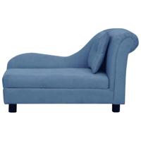 Hondenbank met kussen 83x44x44 cm pluche blauw - thumbnail