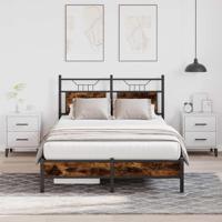 Bedframe zonder matras hout gerookt eikenkleurig 120x190 cm - thumbnail