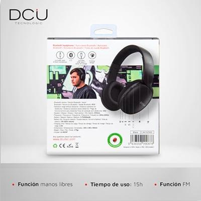 DCU TECNOLOGIC Bluetooth-hoofdtelefoon, opvouwbaar, draadloos en bekabeld, multifunctioneel, 15 uur gebruiksduur, jackkabel, zwart