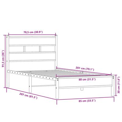 Bedframe zonder matras metaal sonoma eikenkleur 200x200 cm
