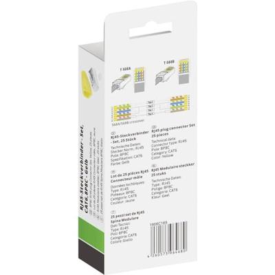 Quadrios RJ-45 connectorset CAT 6 1906C169 Stekker, recht Aantal polen (sensoren) 8P8C Geel 25 stuk(s)