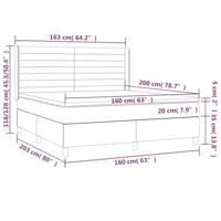Boxspring met matras en LED stof lichtgrijs 160x200 cm - thumbnail