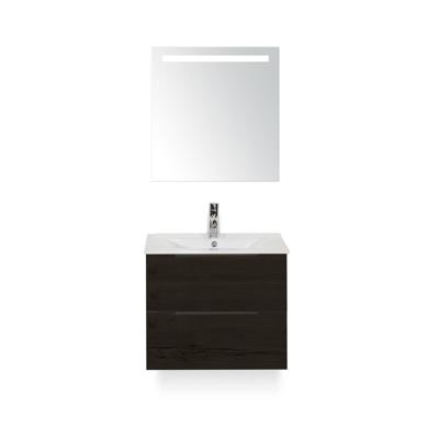 Seville Badmeubelset 60 cm - Black Oak Edge greep - Wastafel Enjoy - met Sence Spiegel
