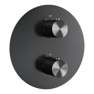 Brauer Stripe 3-weg inbouwthermostaat rond met in- en afbouwdelen gunmetal geborsteld PVD
