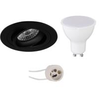Mat Zwarte LED Inbouwspot Set GU10 - 4W Natuurlijk Wit - Kantelbaar Ø92mm - thumbnail