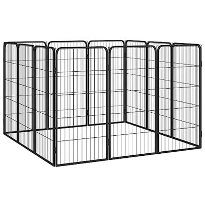 Hondenkennel 12 panelen 50 x 100 cm gepoedercoat staal zwart