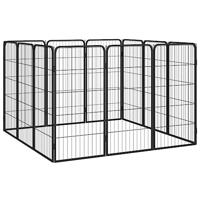 Hondenkennel 12 panelen 50 x 100 cm gepoedercoat staal zwart - thumbnail