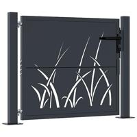 VidaXL Poort 105x105 cm met grasontwerp staal antracietkleurig - thumbnail