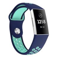 Twee kleuren ronde gat siliconen pols Band Watch Band voor Fitbit Charge 3 pols riem grootte: 130-195mm (blauw-groen) - thumbnail