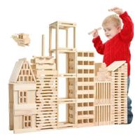 100 stuks/set houten architectonisch model bouwstenen puzzel kinderen vroeg onderwijs speelgoed - thumbnail