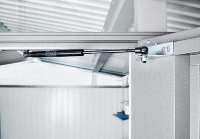 Biohort metalen tuinhuis Panorama Gr. P5 met dubbele deur 273x318 cm zilvergrijs metallic- Zadeldak- Staal- Biohort