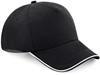 Beechfield CB25c Authentic 5 Panel Cap - Piped Peak - Black/White - One Size - thumbnail