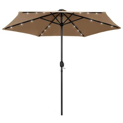 VidaXL Parasol met led-verlichting en aluminium paal 270 cm taupe