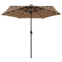 VidaXL Parasol met led-verlichting en aluminium paal 270 cm taupe - thumbnail