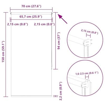 Rolgordijn verduisterend 70x150 cm stofbreedte 65,7 cm geel