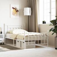 Bedframe met hoofd- en voeteneinde metaal wit 107x203 cm - thumbnail