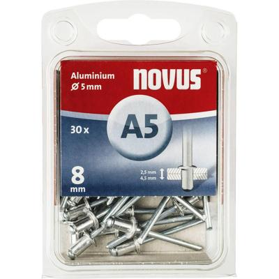 Novus Office 108964503 Popnagel (Ø x l) 5 mm x 8 mm Aluminium Aluminium 30 stuk(s)