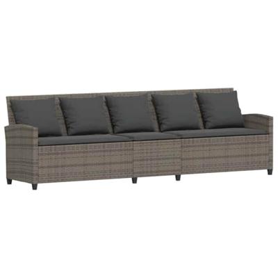 4-delige Loungeset met kussens poly rattan grijs