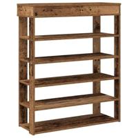VidaXL Schoenenrek 80x30x98 cm bewerkt hout oud houtkleurig - thumbnail
