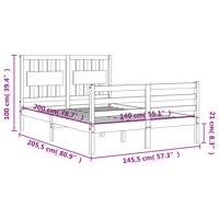 Bedframe met hoofdbord massief hout wit - thumbnail