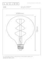 Lucide G95 - Filament lamp - Ø 9,5 cm - LED Dimb. - E27 - 1x5W 2700K - Amber - thumbnail