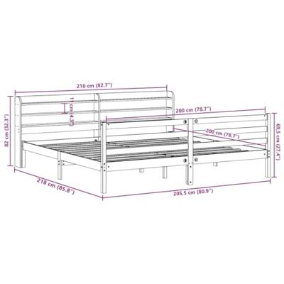 Bedframe zonder matras massief grenenhout wasbruin 200x200 cm