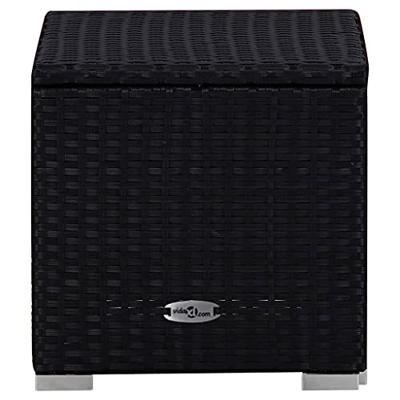 Ligbed met kussen en theetafel poly rattan blauw Ligbed met kussen en theetafel poly rattan blauw