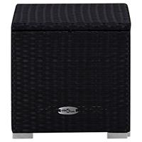 Ligbed met kussen en theetafel poly rattan blauw - thumbnail