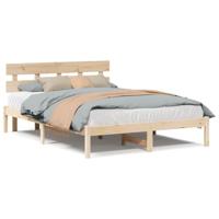 Bedframe met hoofdeinde Bruin 150 x 200 cm Massief grenenhout - thumbnail