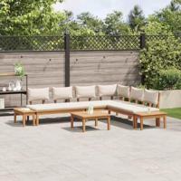 Tuinbankset met kussen met opslag 4 pcs Bruin en Crème - thumbnail